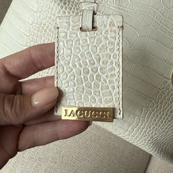 Iacucci Elegant Cream Croc-Embossed Satchel - Picture 6 of 7